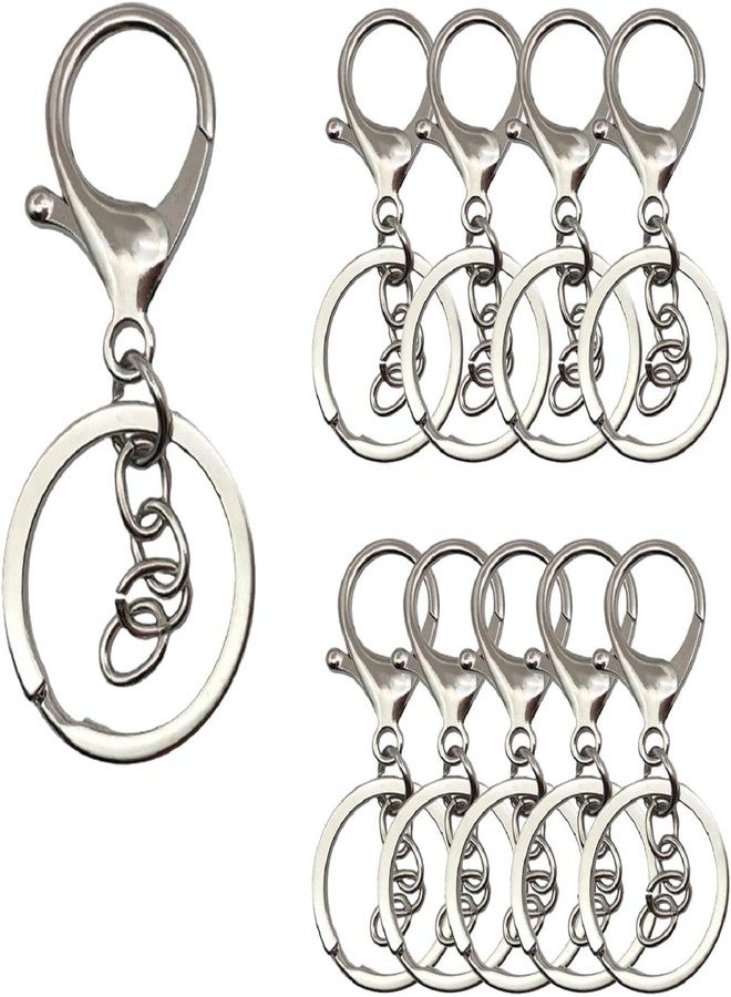 Evaluemart 10 PCS Lobster Claw Clasps with Jump Ring and Extension Chain, Swivel Snap Hooks for Jewelry Making DIY Keychain Craft Project, Silver - Image 1